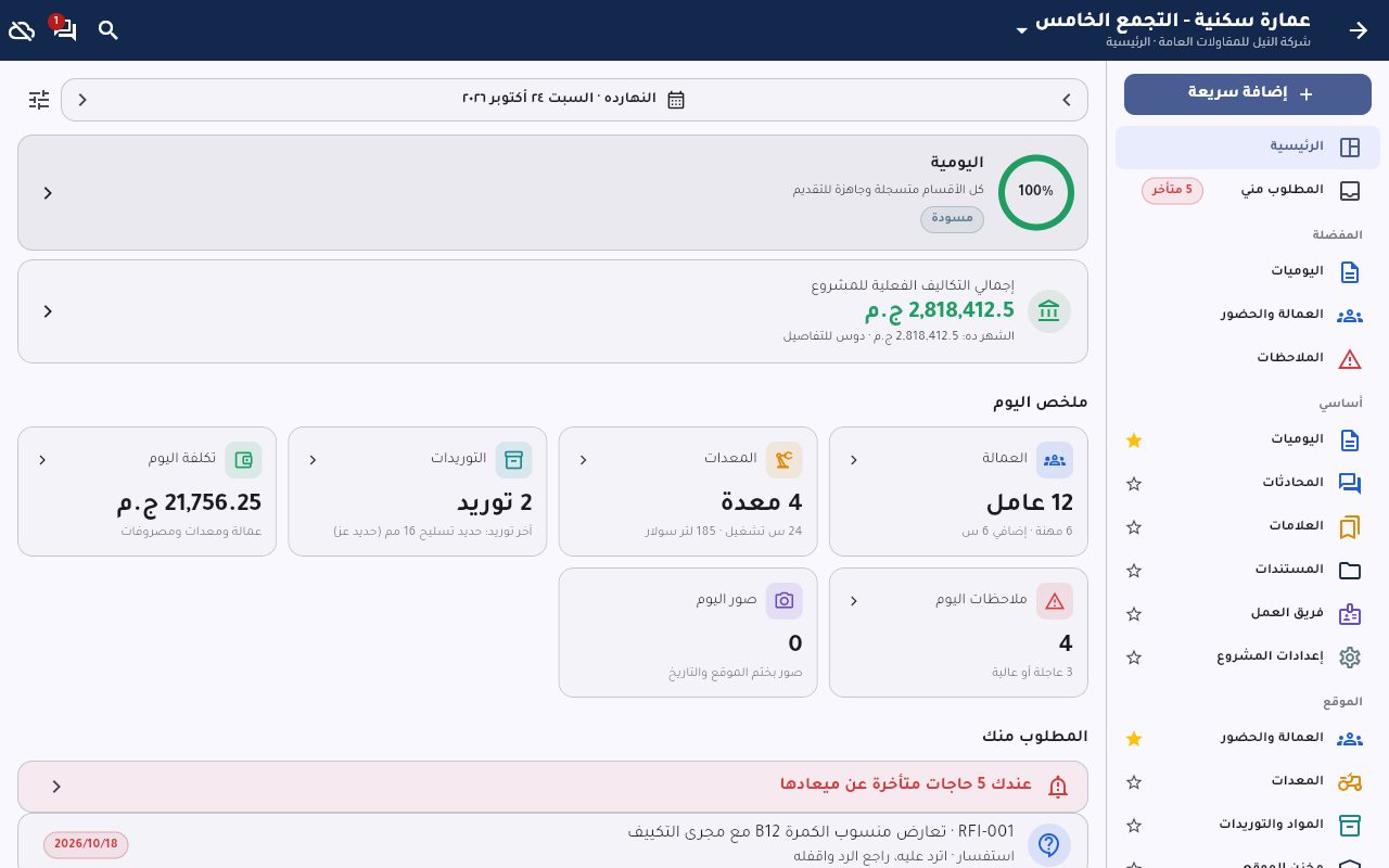 شاشة الرئيسية في سايت برو